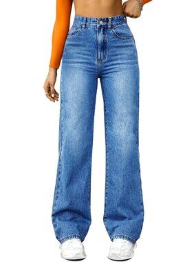 High-Waisted Straight Leg Jeans for Women, Loose Fit Boyfriend Denim Pants